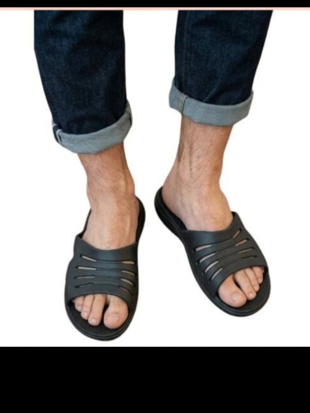 Okabashi Men's Black Slide Sandals with Vent Cutouts